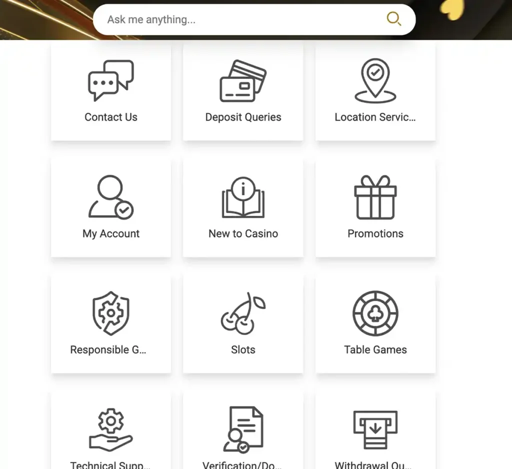 Ruby Fortune Casino desktop customer support screenshot showing live chat and help options - tested