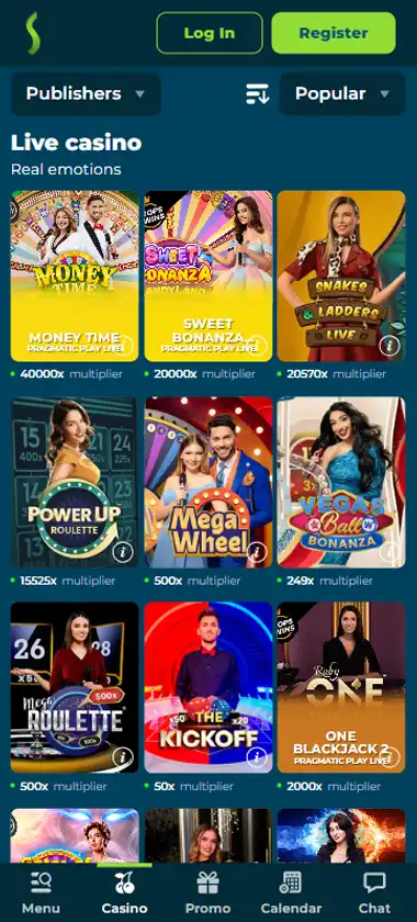 StakeMania Casino mobile live casino interface showing live dealer tables including blackjack and roulette - Tested