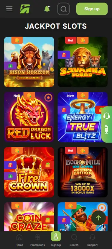 FastPay Casino mobile popular games section showing featured casino games and player favorite titles - captured during platform testing