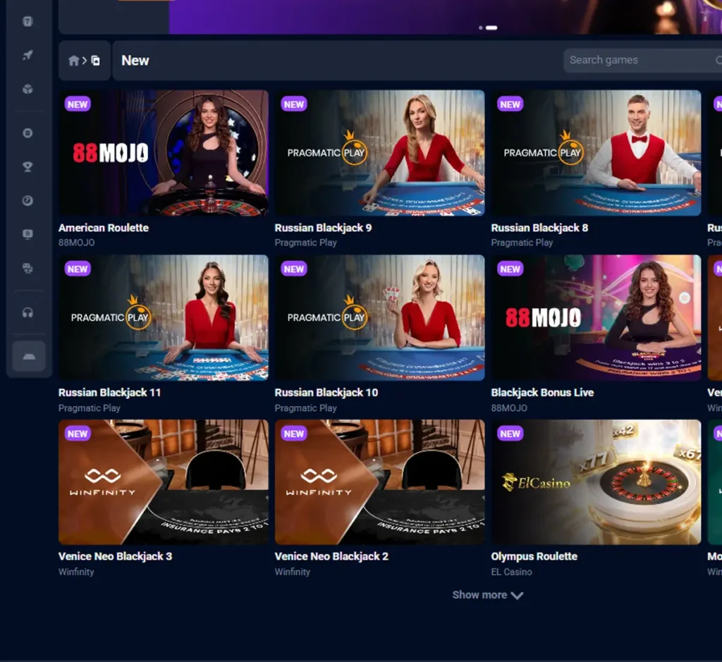 1xBit Casino desktop live casino lobby featuring live dealer games and real-time streaming interface - Tested