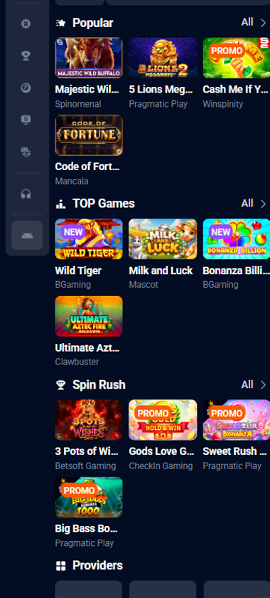 1xBit Casino mobile slots interface showing slot game selection with popular titles and filtering options - Tested
