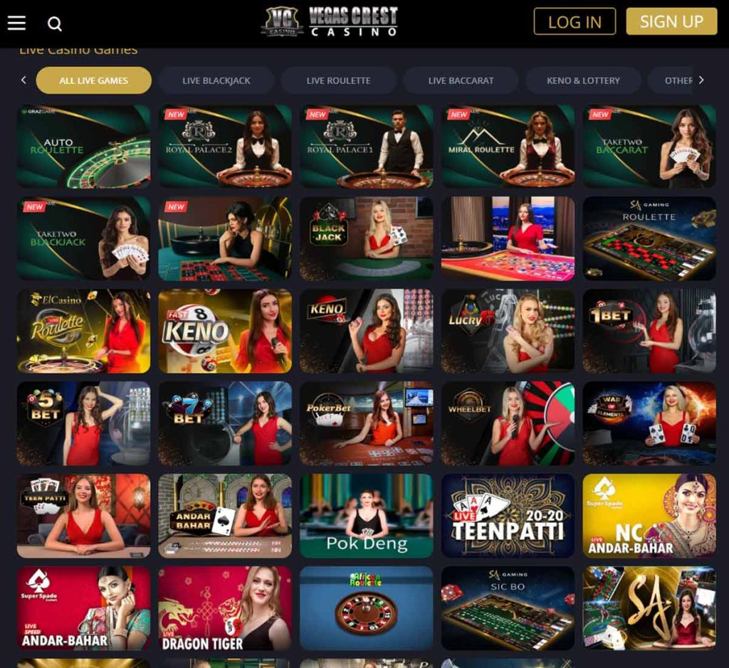 Vegas-crest-casino-colección-de-juegos-de-casino-en-vivo-reseña