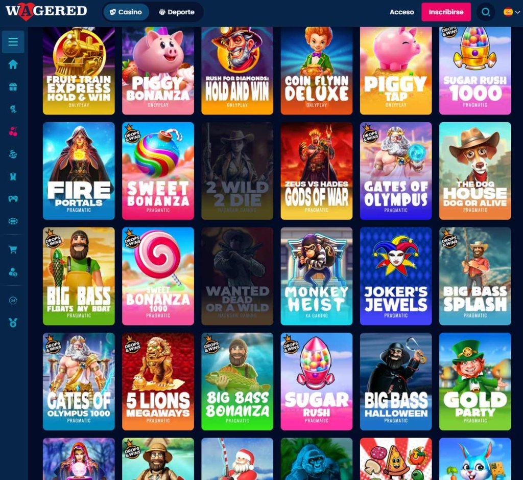 Wagered-casino-variedad-de-tragamonedas-reseña