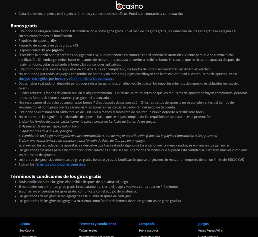 Captura de pantalla de la página de bonos de Bcasino en escritorio que muestra ofertas promocionales, condiciones y detalles del bono – tested