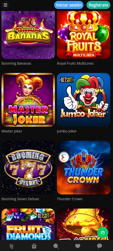 Captura de pantalla de tragamonedas de Bcasino en móvil que muestra la selección de slots y categorías de juegos – tested