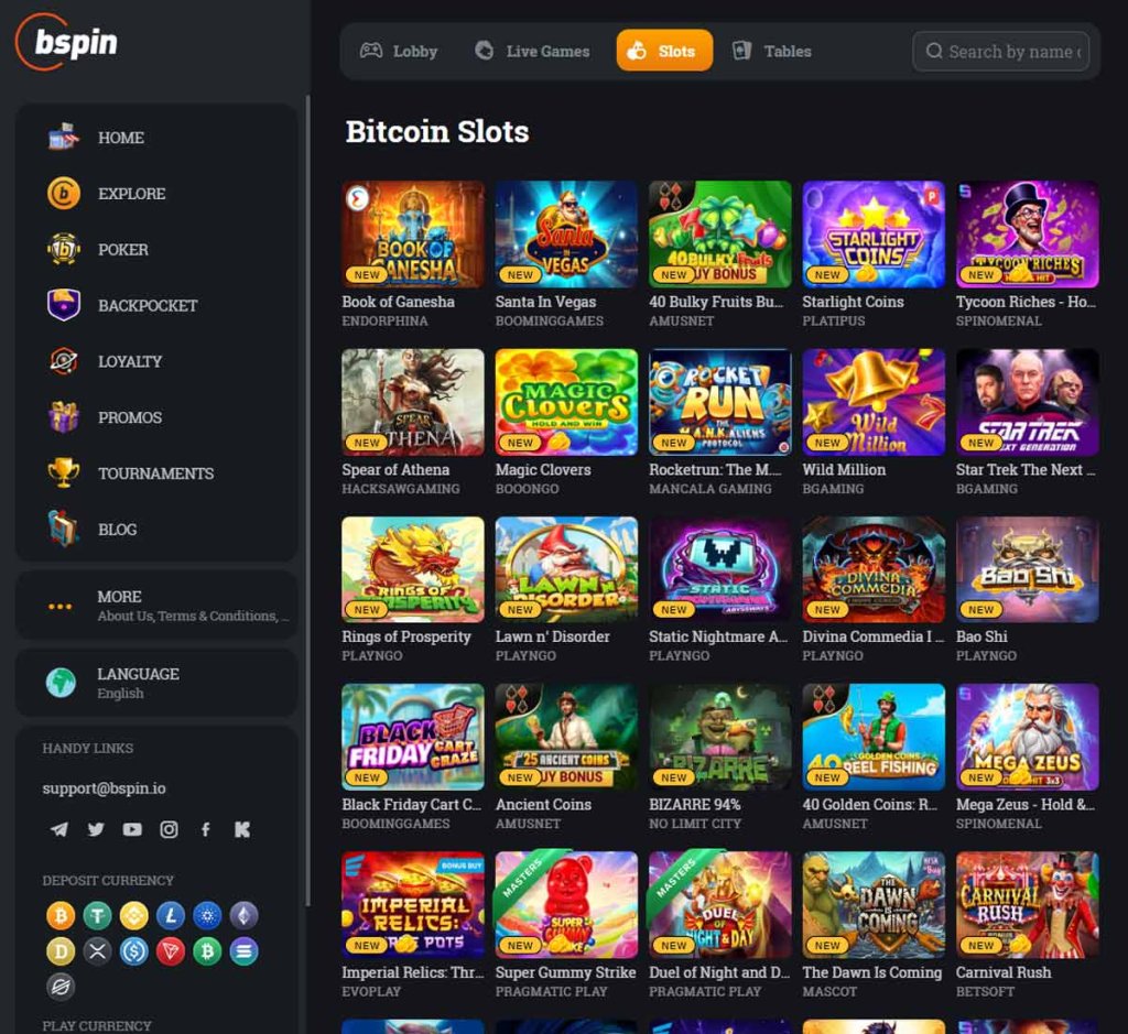 Bspin-カジノ-スロット-種類-レビュー
