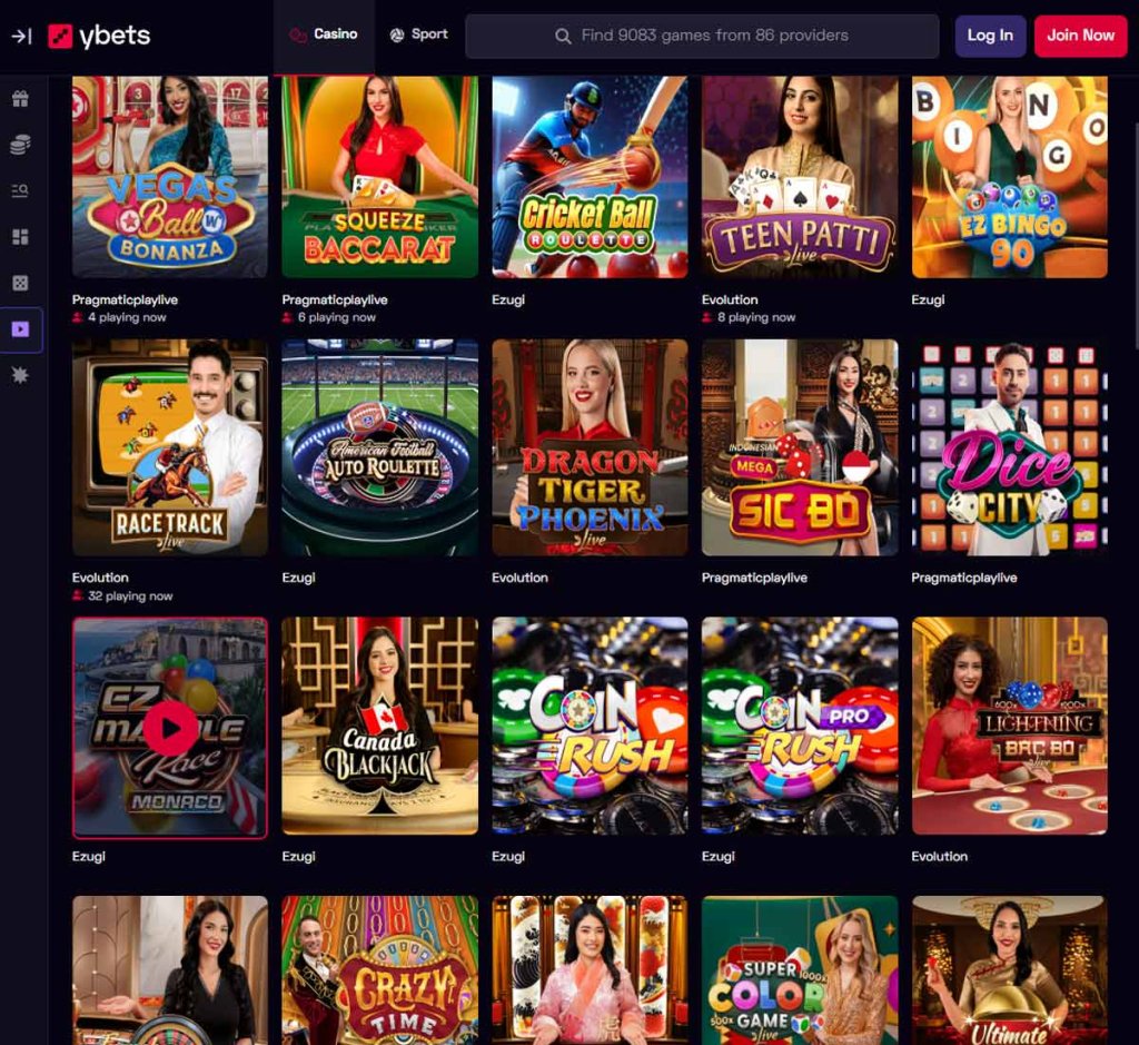 Ybets-カジノ-ライブ-カジノ-ゲームコレクション-レビュー