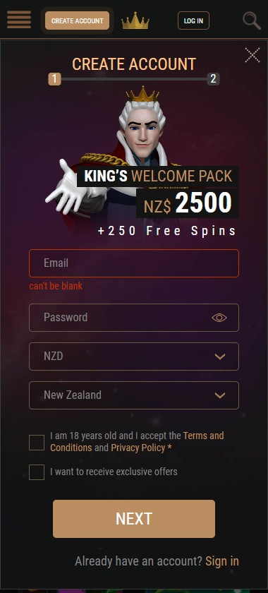 king-billy-casino-registration-process-step-1