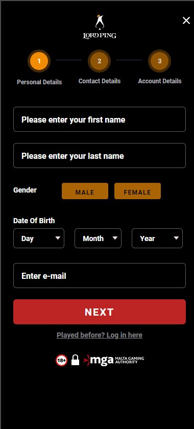 Lord-Ping-Casino-registration-process-step-1