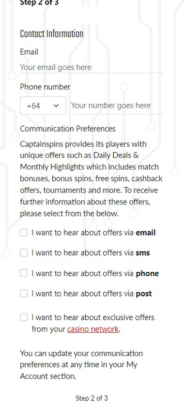 captain-spins-casino-registration-process-step-2