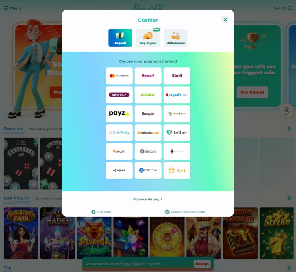 neon54-Casino-deposit-methods