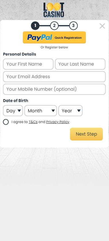 loot-Casino-registration-process-step-1