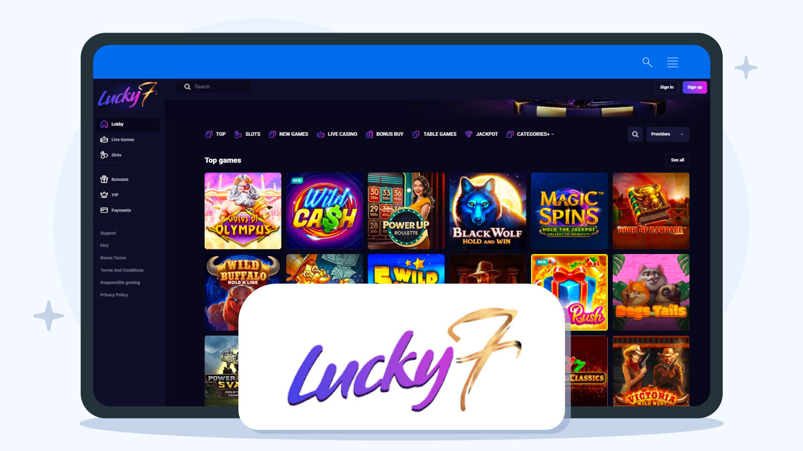 Examples 10: Lucky7even Casino