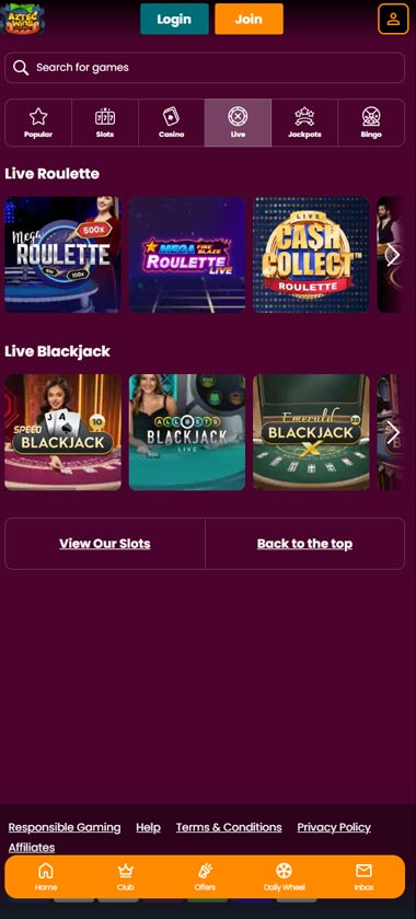 Aztec Wins mobile live casino screenshot showing real-dealer tables including roulette, blackjack and baccarat on smartphone interface - tested Aztec Wins mobile live casino screenshot showing real-dealer tables including roulette, blackjack and baccarat on smartphone interface - tested