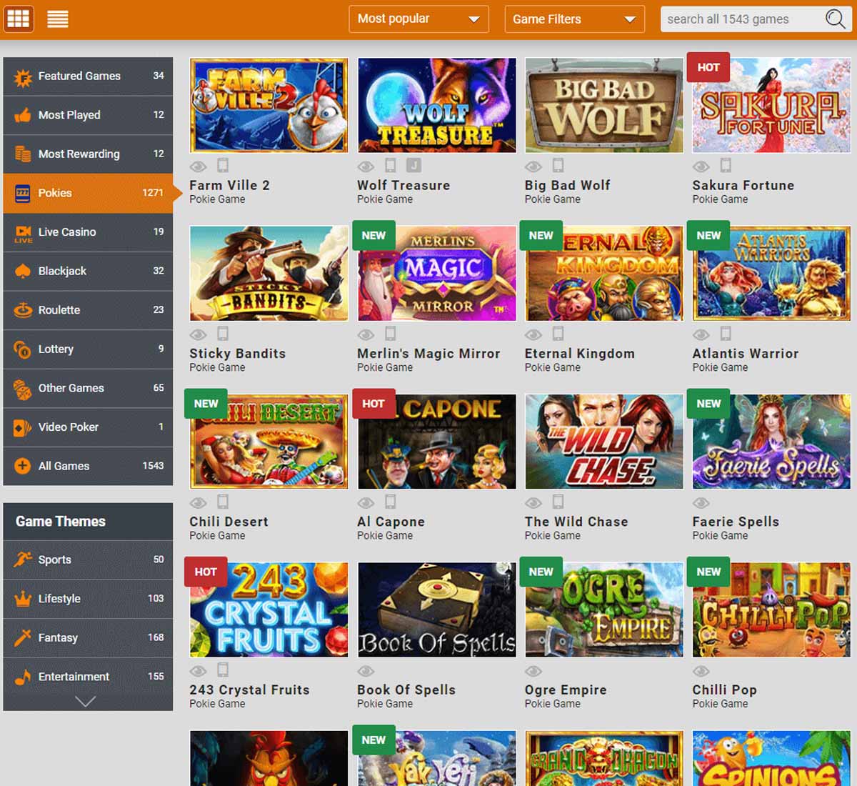 Emu Casino desktop slots screenshot showing slot game categories, featured titles and filtering options - tested Emu Casino desktop slots screenshot showing slot game categories, featured titles and filtering options - tested