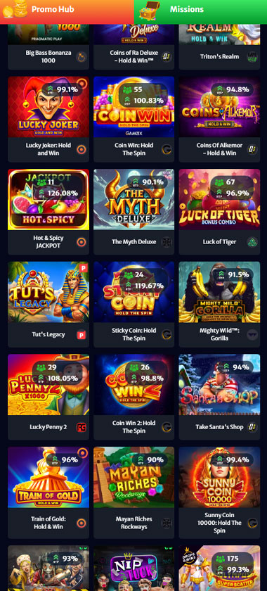 HellSpin Casino mobile slots screenshot showing slot game categories, featured titles and navigation on smartphone interface - tested