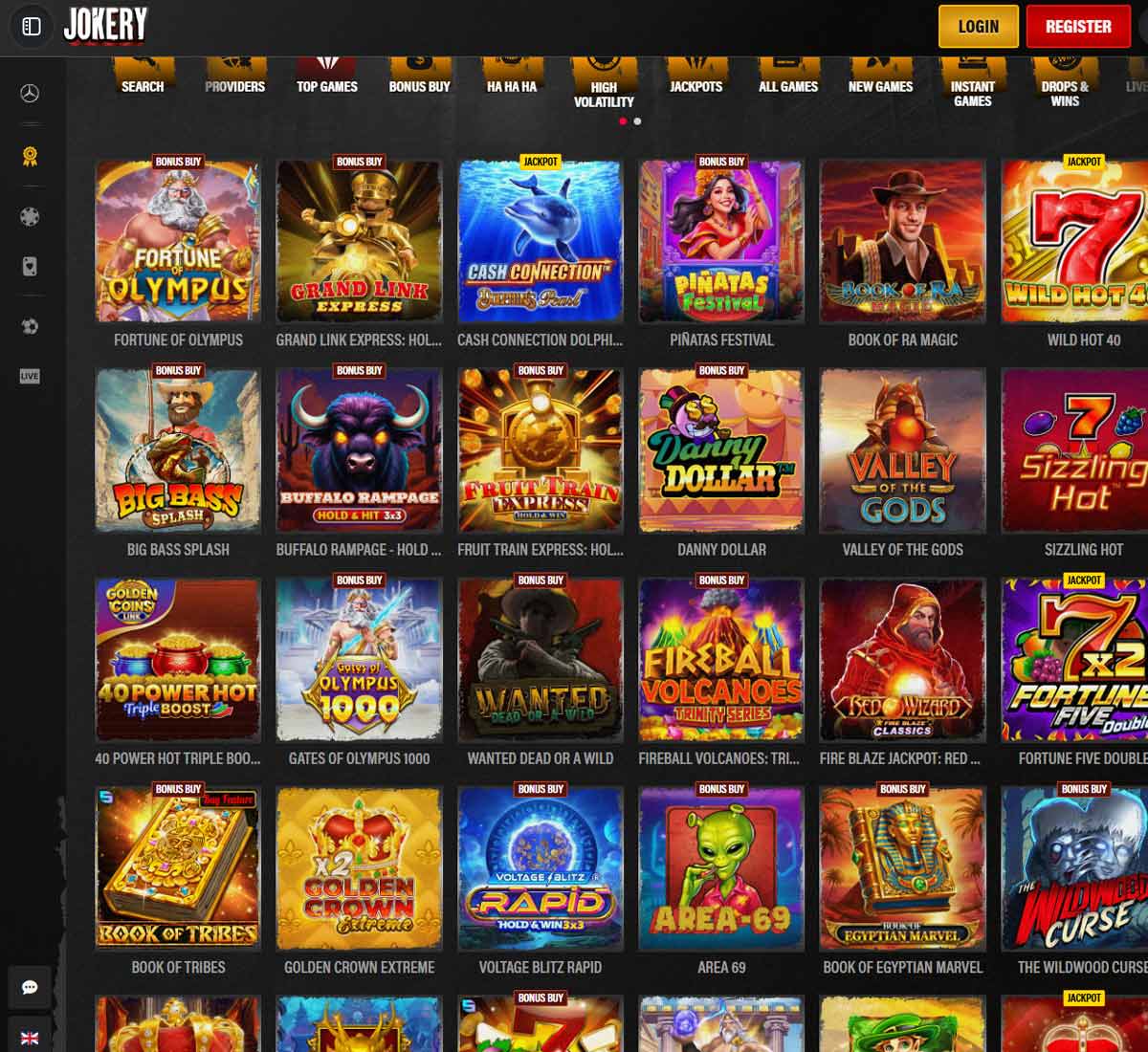 Jokery Casino desktop top games screenshot showing featured casino games, popular slots and game categories - tested Jokery Casino desktop top games screenshot showing featured casino games, popular slots and game categories - tested