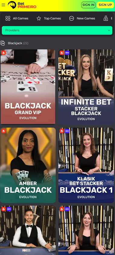 BetPRIMEIRO Casino mobile live blackjack screenshot displaying real-dealer table, card layout and compact live casino interface - tested