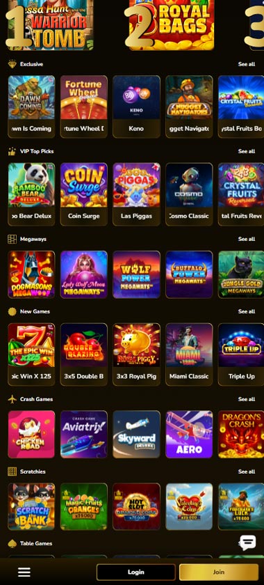 GW Casino mobile homepage screenshot showing hero banners, navigation menu, featured games and promotional sections on smartphone interface - tested