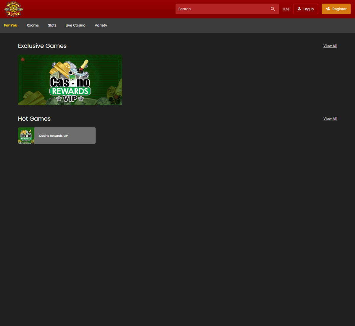 Golden Tiger Casino desktop home page screenshot showing main navigation, featured games and promotional banners - tested
