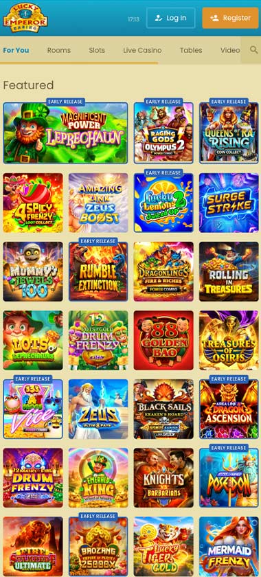 Lucky Emperor Casino mobile home page screenshot displaying main navigation, featured games and mobile-friendly interface - tested Lucky Emperor Casino mobile home page screenshot displaying main navigation, featured games and mobile-friendly interface - tested