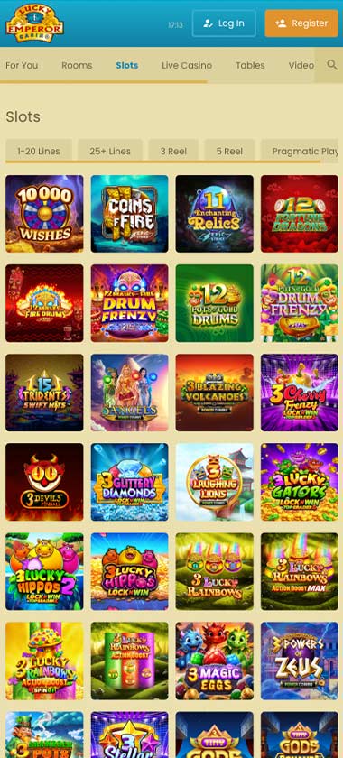 Lucky Emperor Casino mobile slots variety screenshot displaying featured slots, categories and touch-optimized navigation - tested Lucky Emperor Casino mobile slots variety screenshot displaying featured slots, categories and touch-optimized navigation - tested