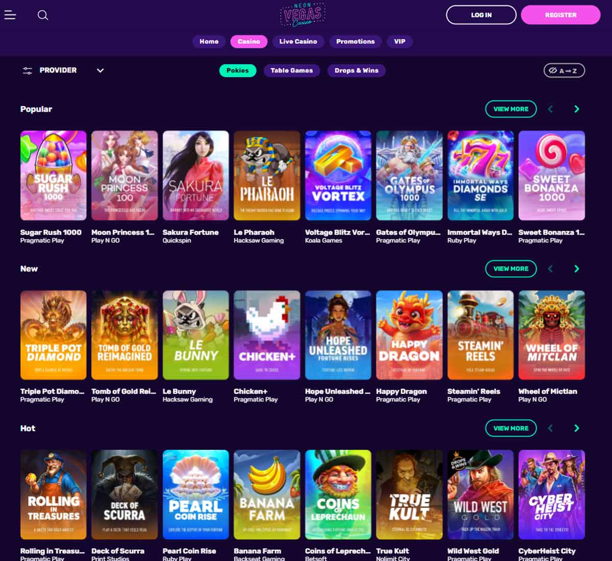 Neon Vegas Casino desktop slots screenshot displaying full game library with categories, featured slots and filtering options on widescreen interface - tested Neon Vegas Casino desktop slots screenshot displaying full game library with categories, featured slots and filtering options on widescreen interface - tested