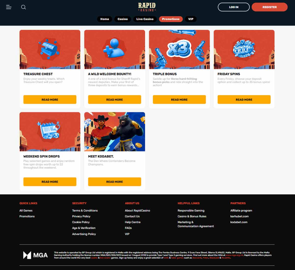 Rapid Casino homepage overview screenshot showing main interface with navigation menu, featured games and promotional sections - tested