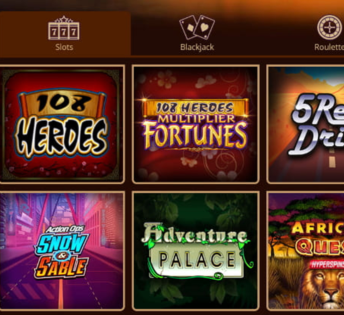 River Belle Casino desktop slots variety screenshot showing multiple slot categories, featured games and provider filters - tested