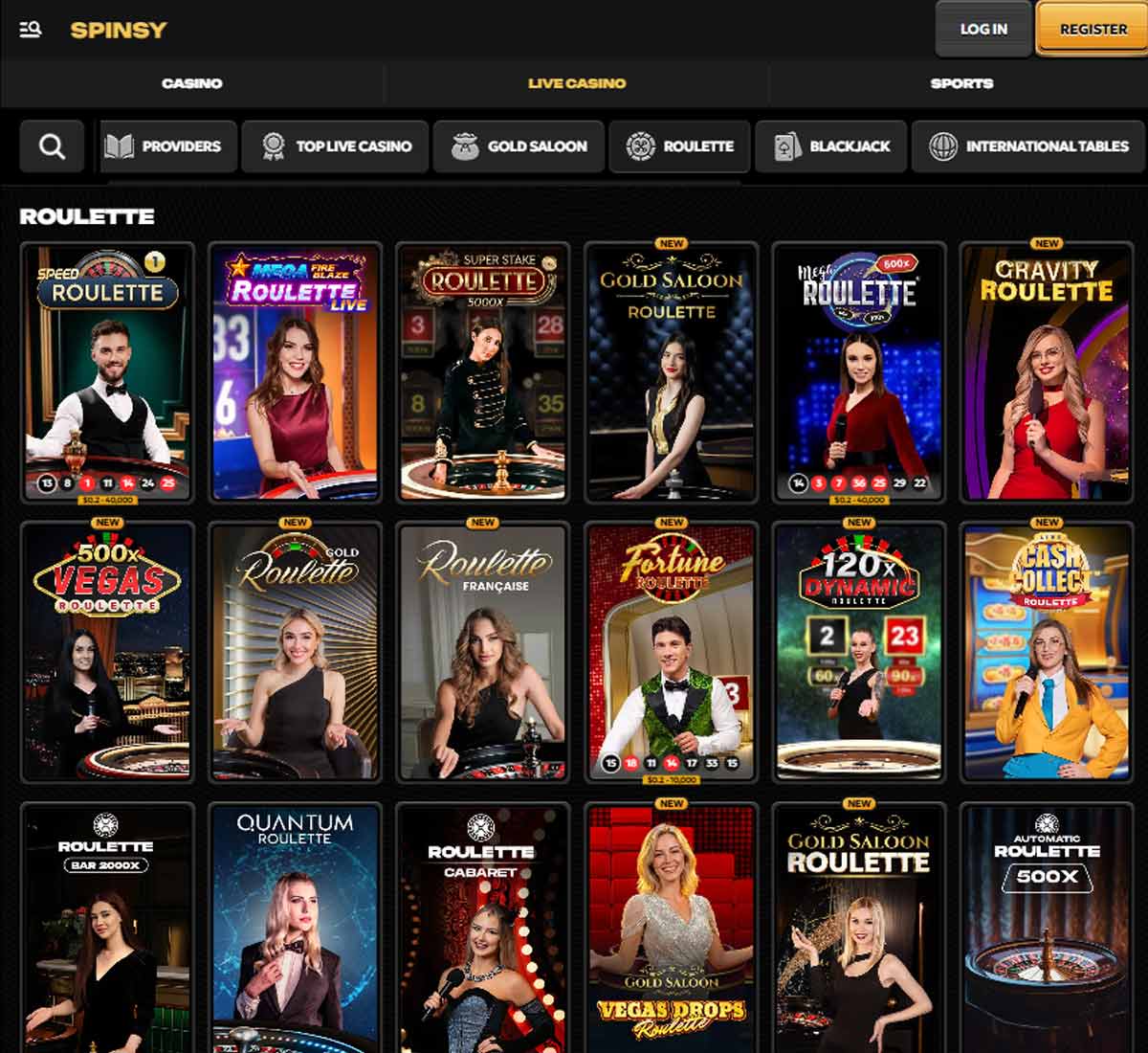 Spinsy Casino desktop roulette screenshot showing roulette tables, betting layout and game interface on widescreen display - tested