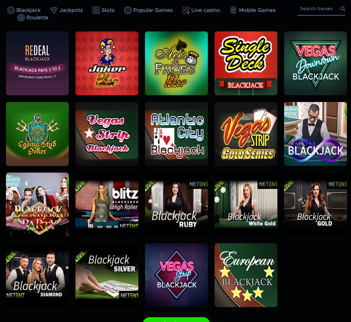 SpinzWin Casino desktop blackjack screenshot showing blackjack table layout, cards and betting interface - tested