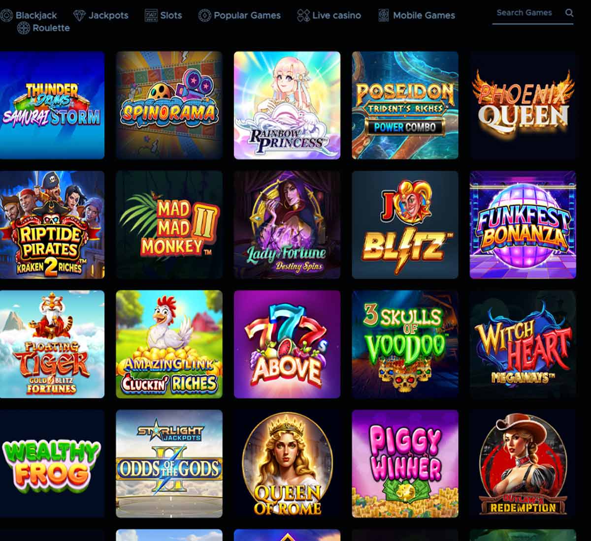 SpinzWin Casino desktop slots screenshot displaying slot game categories, featured titles and provider filters in the game lobby - tested SpinzWin Casino desktop slots screenshot displaying slot game categories, featured titles and provider filters in the game lobby - tested