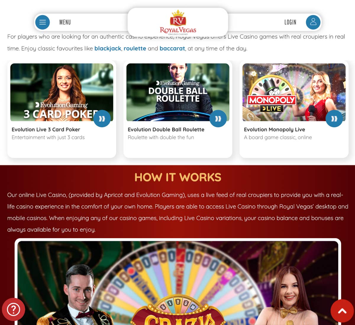 Royal Vegas Casino desktop live dealer games collection screenshot showing roulette, blackjack and baccarat tables in lobby view - tested