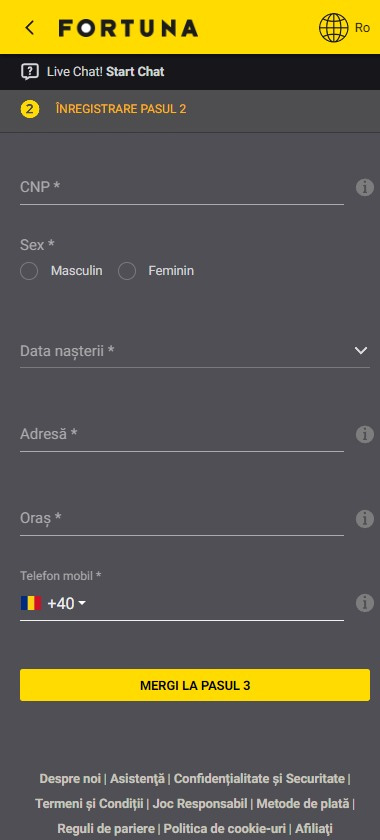 fortuna-cazino-proces-de-inregistrare-pasul-2