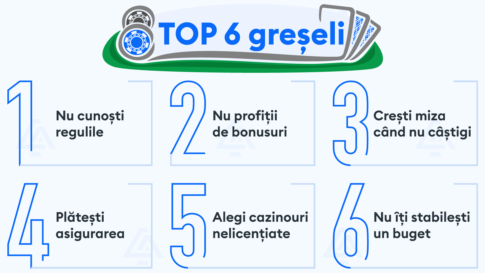 TOP 6 greșeli pe care NU trebuie să le faci când joci Blackjack