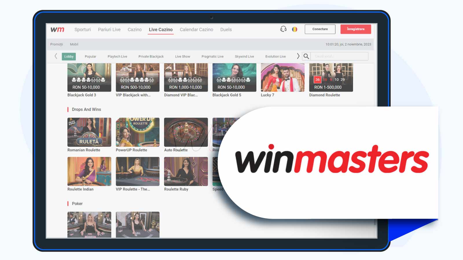 WinMasters – Cel mai bun live casino pentru mesele de Poker