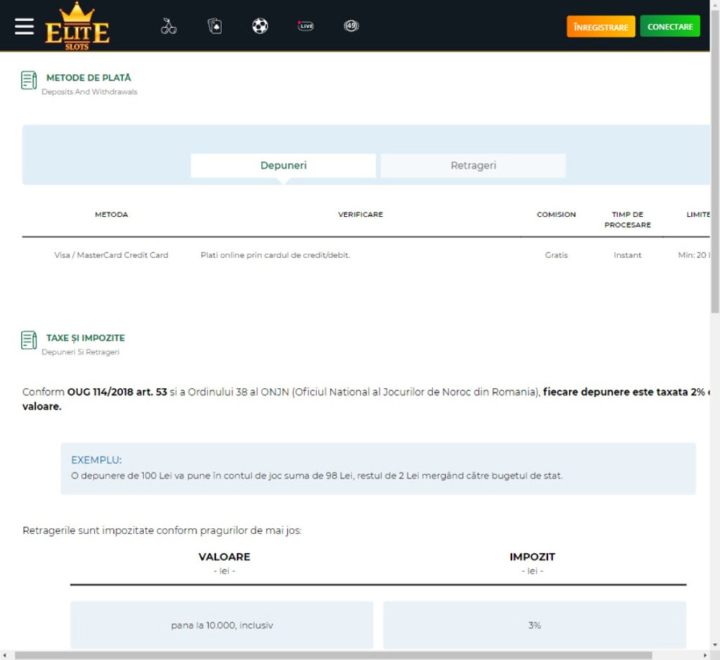 elite-slots-casino-recenzie-metode-de-depunere-mobil