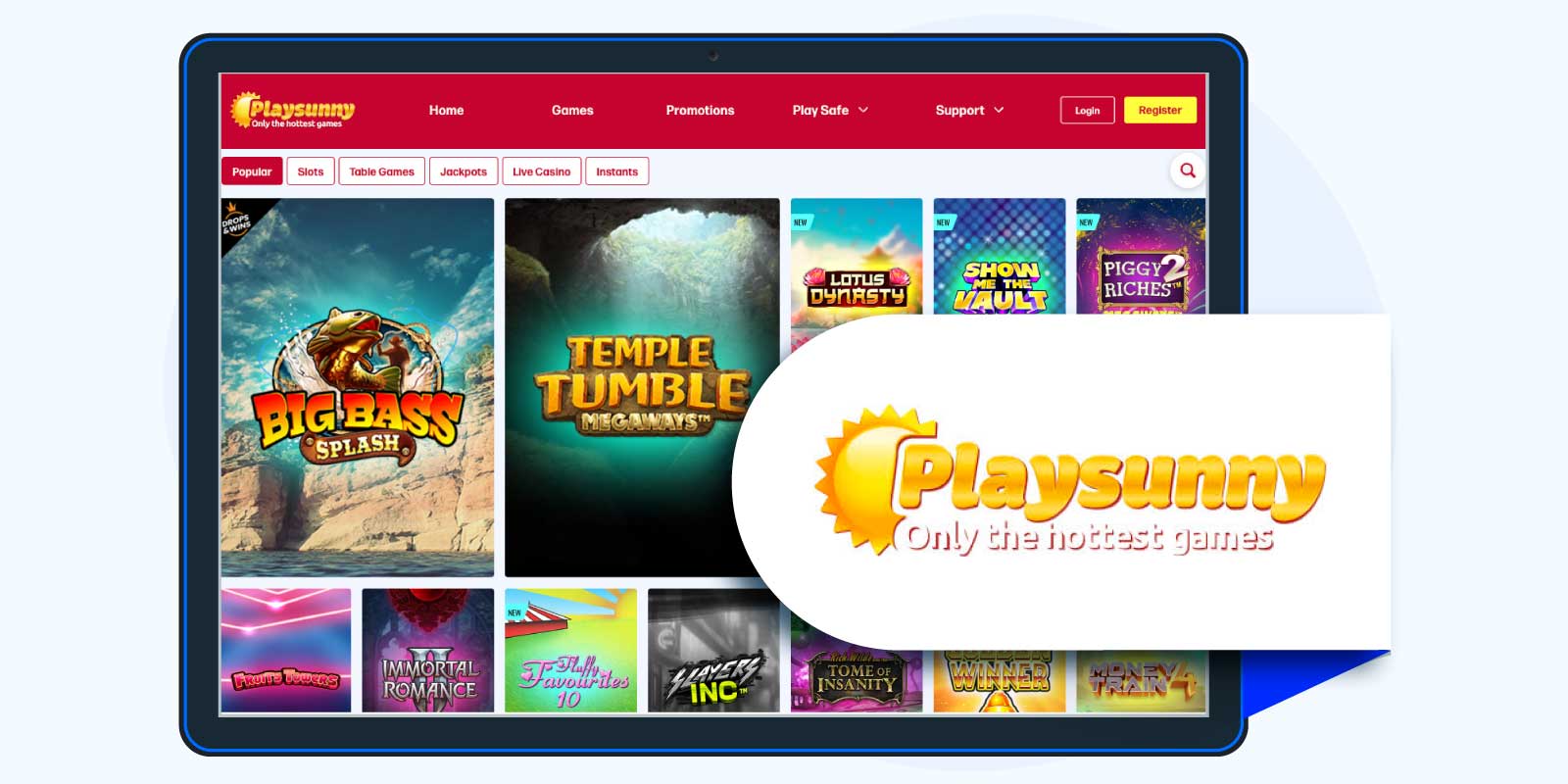 Playsunny Casino: 100% up to £50 + 50 Free Spins on Big Bass Splash - Best 100% Deposit Bonus for Newcomers