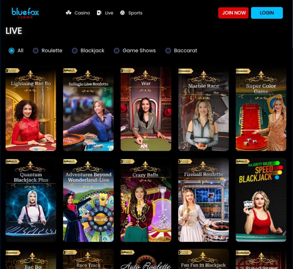 BlueFox-casino-live-casino-games-collection-review