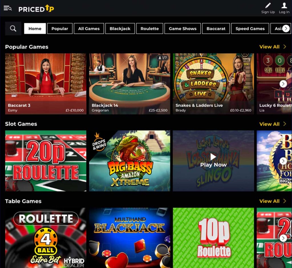 pricedup-casino-live-casino-games-collection-review