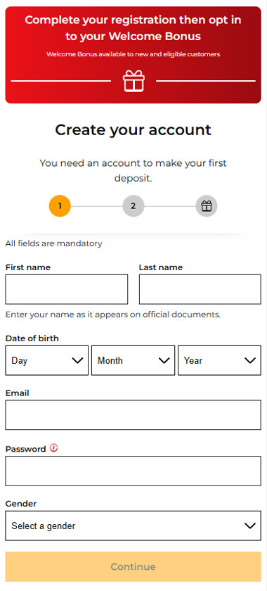 32Red Casino mobile registration screenshot showing account creation fields – tested 32Red Casino mobile registration screenshot showing account creation fields – tested