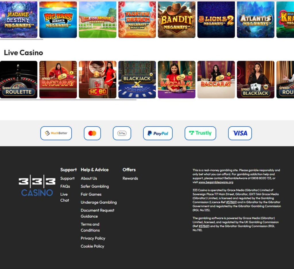 333 Casino desktop banking page screenshot showing available payment methods including cards and e-wallets – tested 333 Casino desktop banking page screenshot showing available payment methods including cards and e-wallets – tested