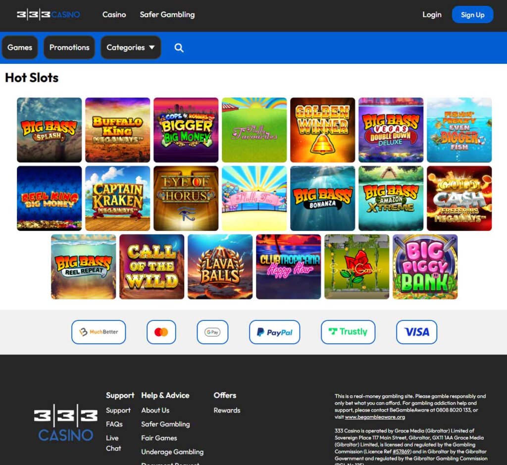 333 Casino desktop slots page screenshot showing popular titles and slot categories – tested 333 Casino desktop slots page screenshot showing popular titles and slot categories – tested