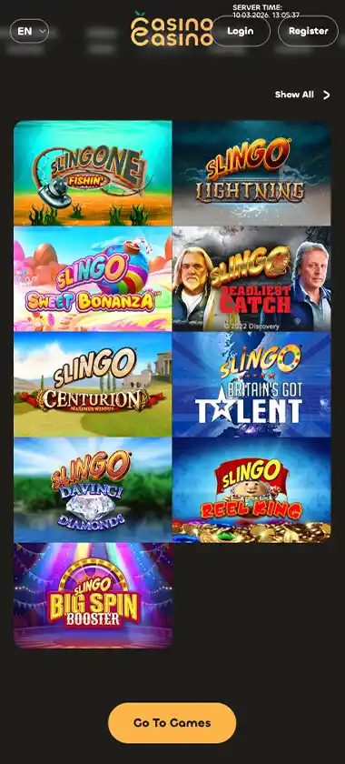 CasinoCasino mobile slingo games collection - captured during our review CasinoCasino mobile slingo games collection - captured during our review