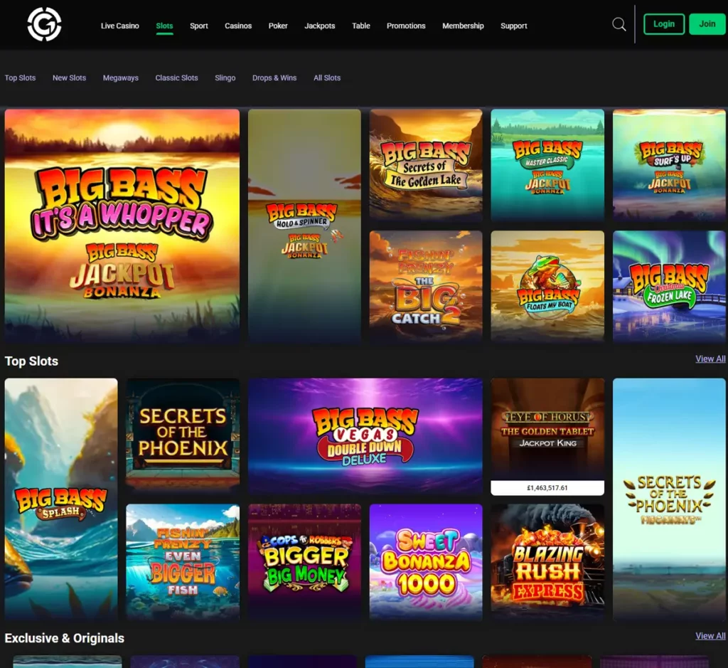 Grosvenor Casino desktop slots screenshot displaying full game library with categories, featured slots, and filtering options on widescreen interface - tested Grosvenor Casino desktop slots screenshot displaying full game library with categories, featured slots, and filtering options on widescreen interface - tested
