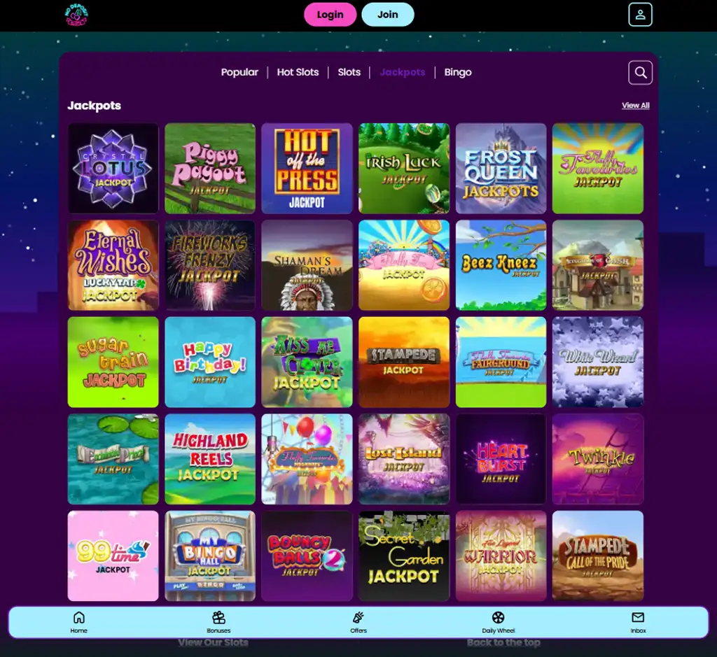 ND slots Casino desktop jackpots games desktop interface screenshot displaying popular slots and game selection - verified