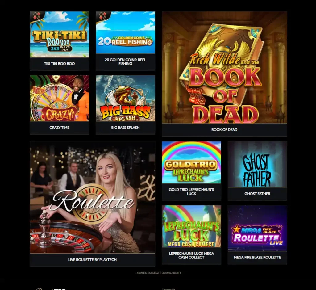 Royale500 Casino desktop homepage screenshot showing main navigation, featured games and promotional banners - tested