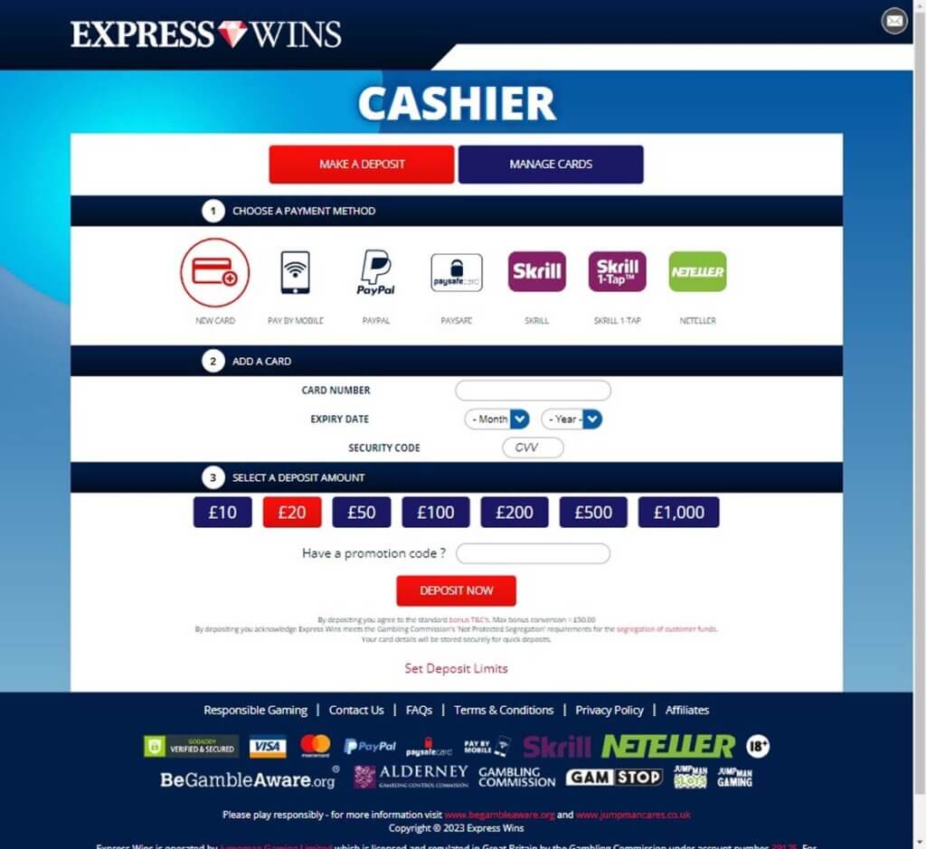 express-wins-casino-deposit-methods