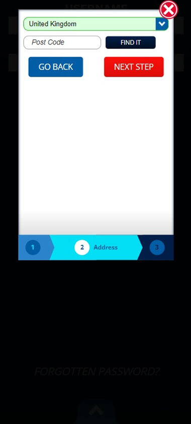 Express Wins Casino mobile registration screenshot showing step 2 user information fields – tested