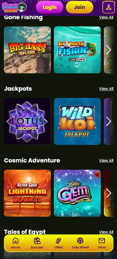 Fever Bingo Casino slot games mobile interface screenshot displaying popular slots and game selection - verified